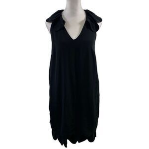 Madison Marcus Black Silk Scalloped Mini Dress Size S